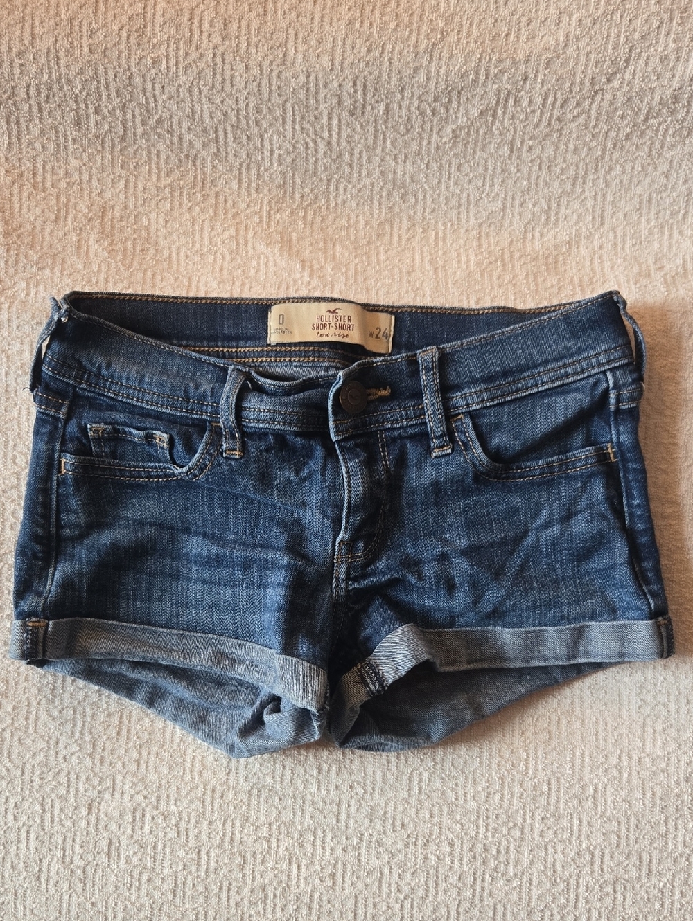 Hollister Medium-Dark Blue Denim Cuffed Shorts